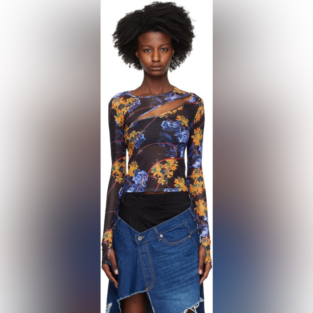 Ksubi Multicolor Transfer Cyberflora Long Sleeve T-Shirt large